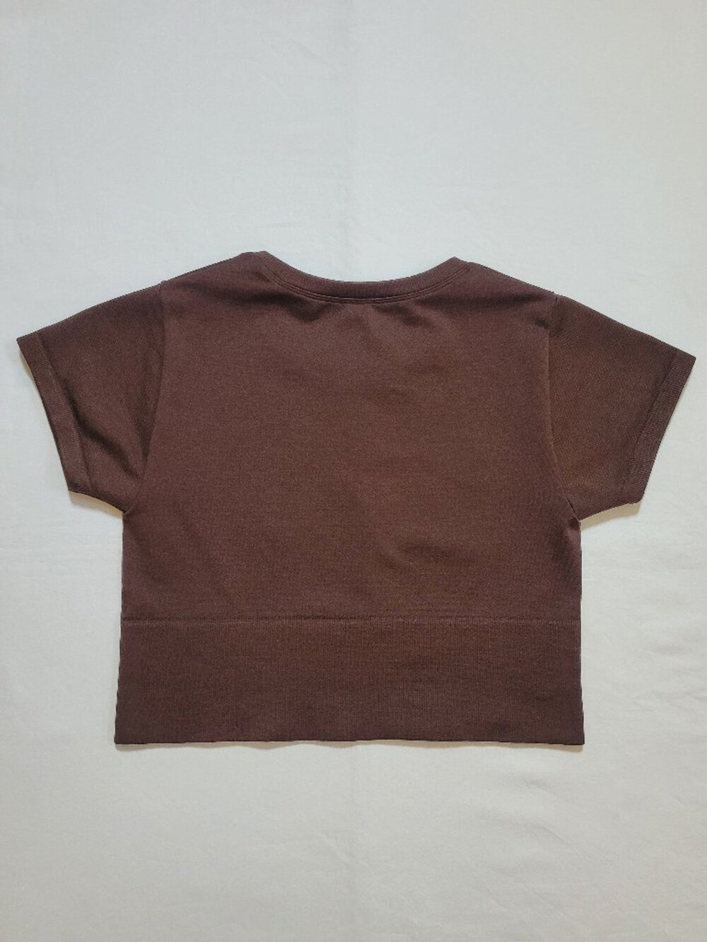 OFFLINE by Aerie Dark Brown Seamless Cropped Short Sleeve Tee Shirt Small - Picture 7 of 7